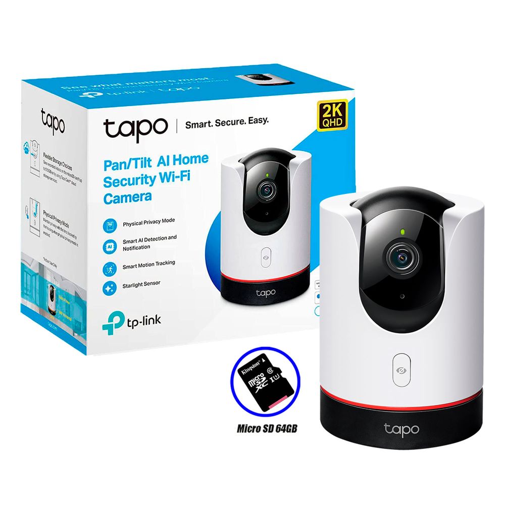 Cámara de Vigilancia Wi Fi Tp Link Tapo C225 Giratoria 360 2K Sd 128Gb