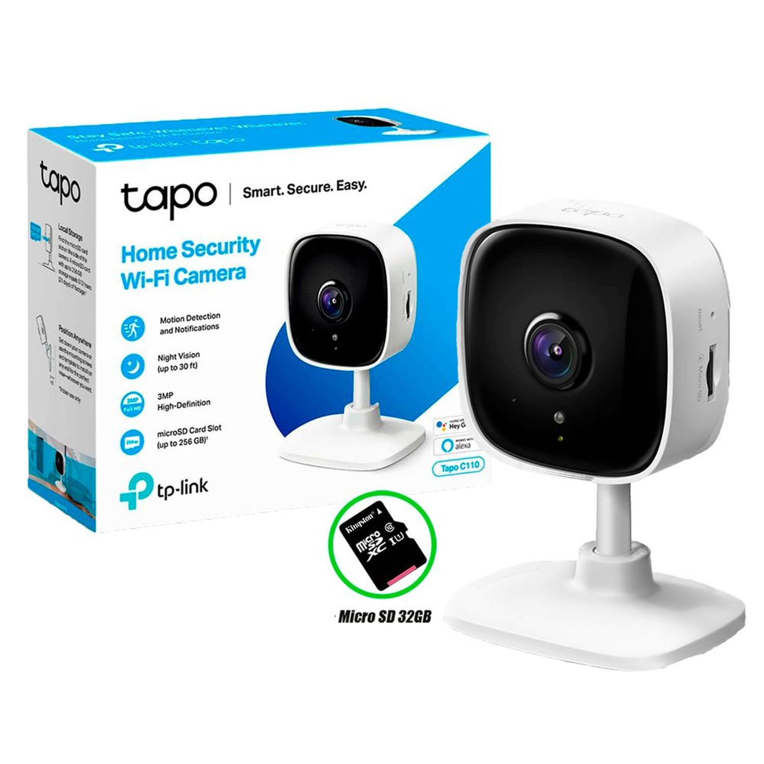 Camara Wi-Fi de seguridad para el hogar TP-Link Tapo C200, Full HD, Detección de movimiento, Vision Nocturna, Compatible con Hey Google y  Alexa