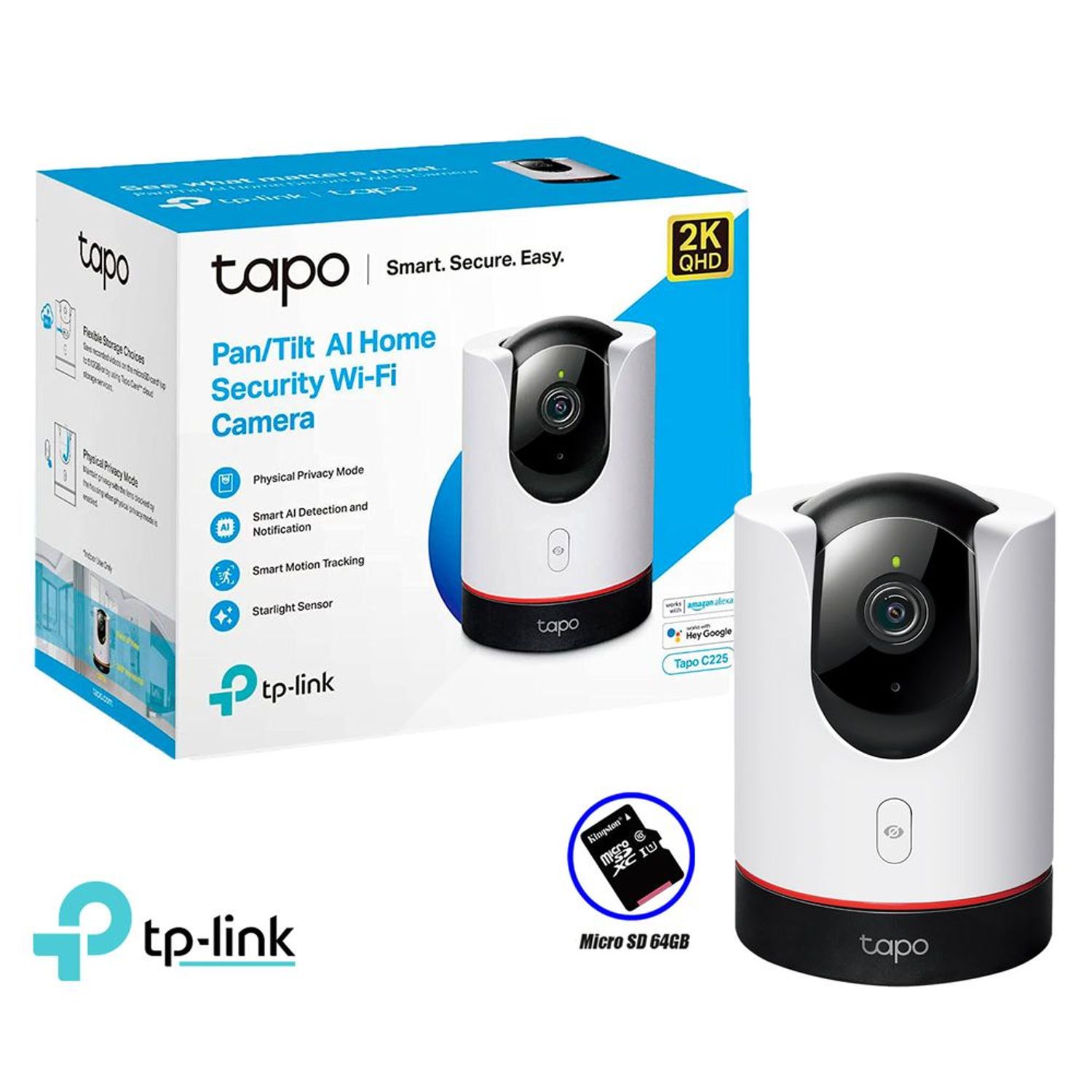 TP-Link Tapo 2K Pan/Tilt Cámara de seguridad interior para monitor de bebé,  cámara de mascotas | Detección de movimiento y seguimiento | Audio de 2
