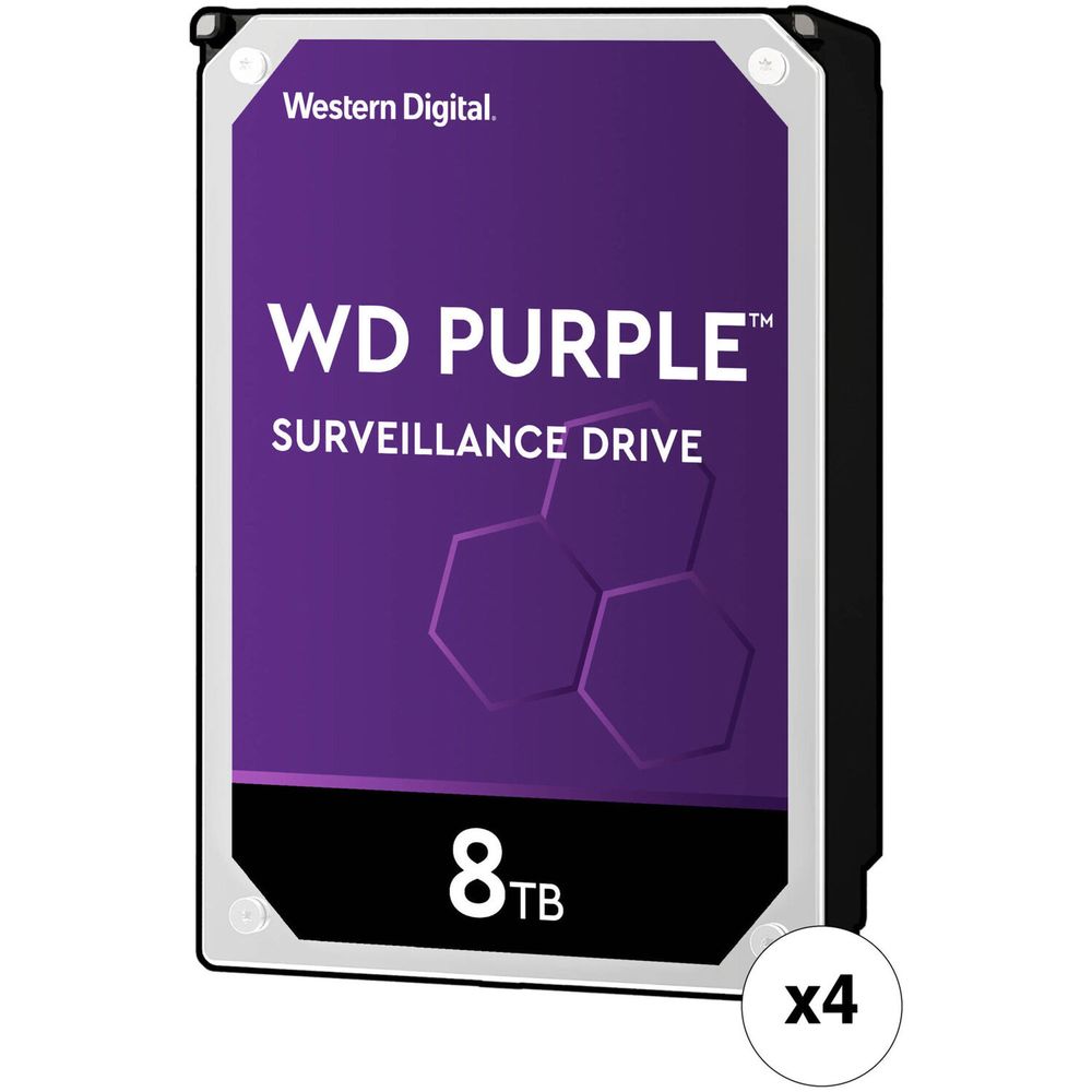 Kit de Disco Duro Interno de Vigilancia Wd Purple de 8Tb Sata Iii 5400 Rpm 3.5 4 Pack Retail