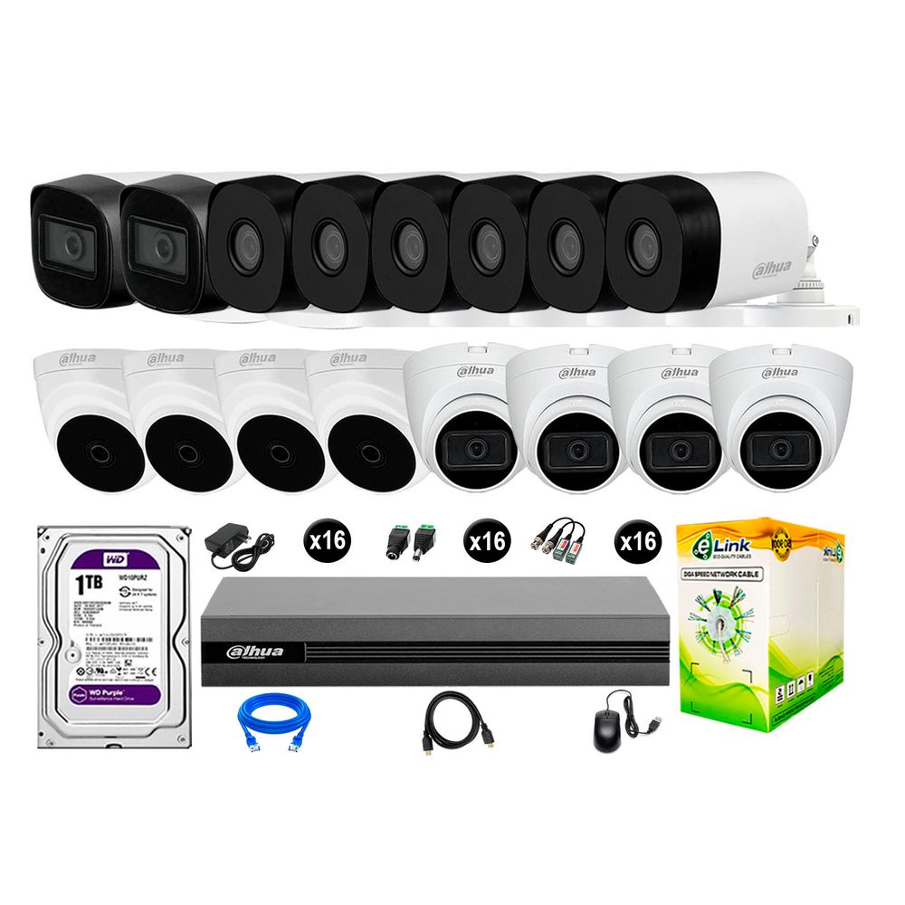 Cámaras Seguridad Dahua Kit 16 Full Hd 6 Cámaras Audio 1tb
