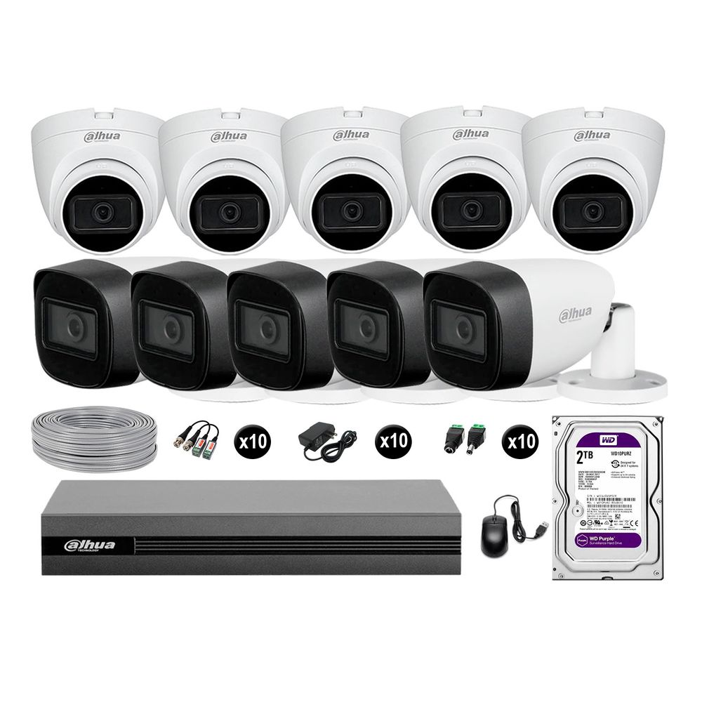 Cámaras Seguridad Dahua Kit 10 Cámaras Full Hd Audio 2tb