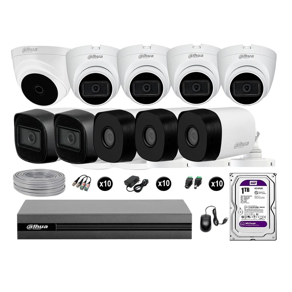 Cámaras Seguridad Dahua Kit 10 Full Hd 6 Cámaras Audio 1tb