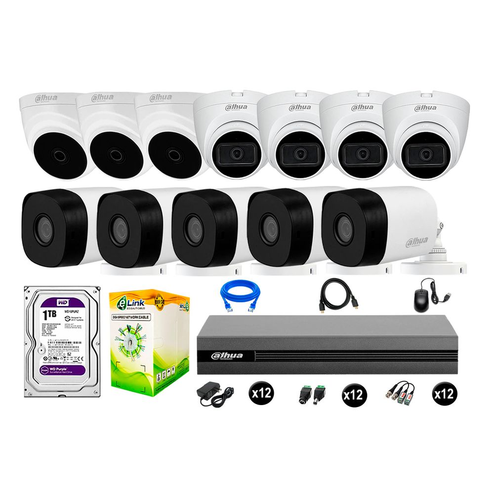 Cámaras Seguridad Dahua Kit 12 Full Hd 04 Cámaras Audio 1tb