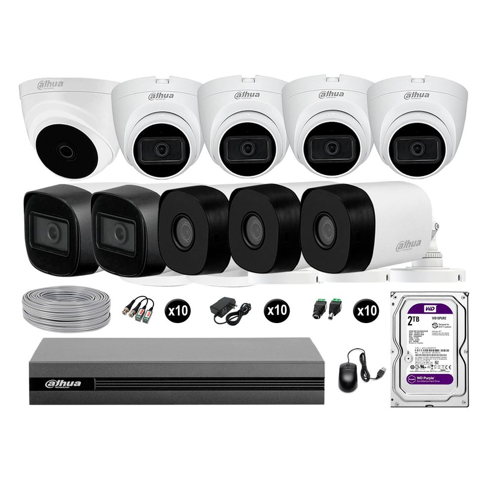 Cámaras Seguridad Dahua Kit 10 Full Hd 6 Cámaras Audio 2tb