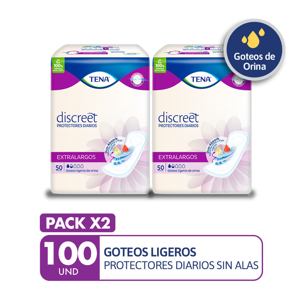 Pack Protectores Diarios TENA Discreet Extralargo x 100un