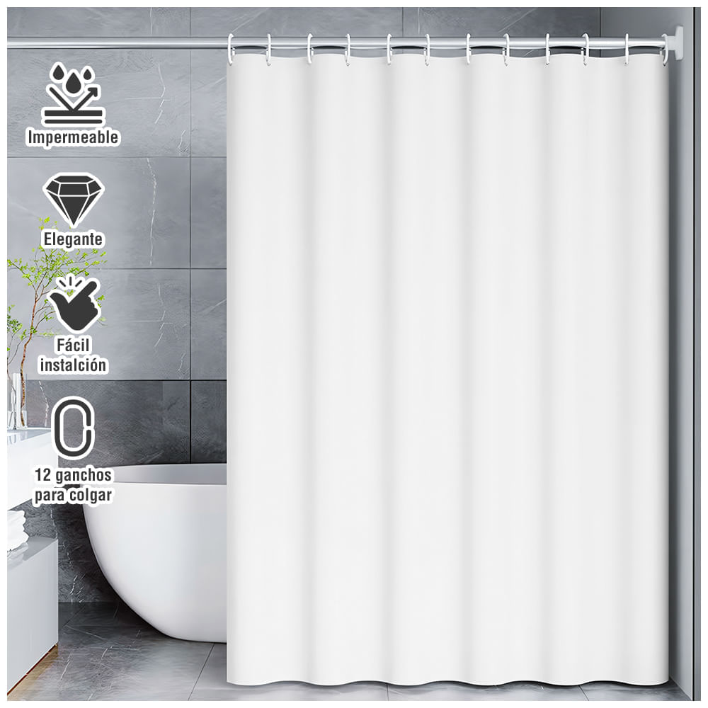 Cortina de Baño Moderna Impermeable Accesorio para Ducha U11 Blanco