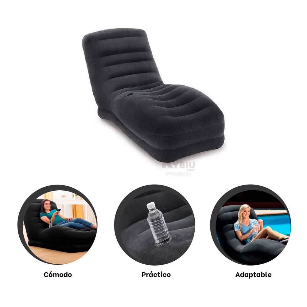 Lindo Sillon hinchable Aterciopelado de Color Negro I Oechsle - Oechsle