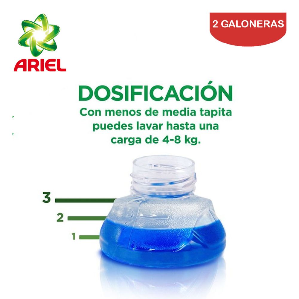 Detergente Líquido Concentrado 3.7 Litros Ariel Pack 2 Galoneras