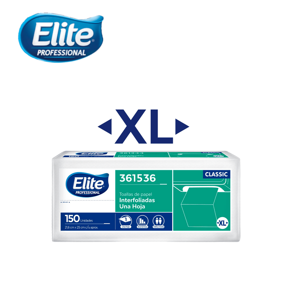 Papel Toalla Elite Classic Una Hoja Interfoliada XL 150 Hojas