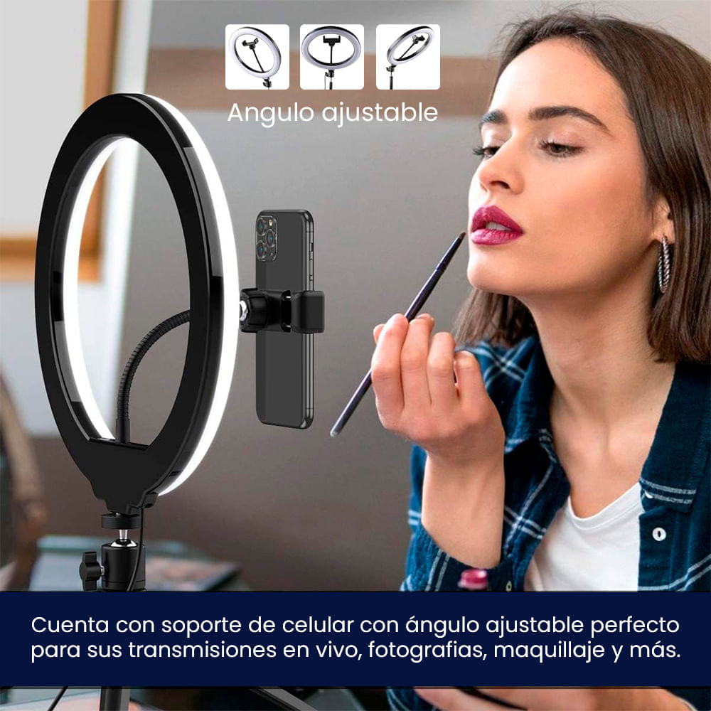 Aro De Luz Para LED Fotografia Maquillaje Para Celular Con Tripode Y Soporte