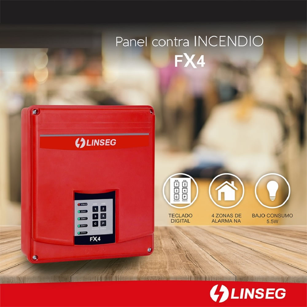 Panel de Alarma Contra Incendio LINSEG FX4 4 zonas