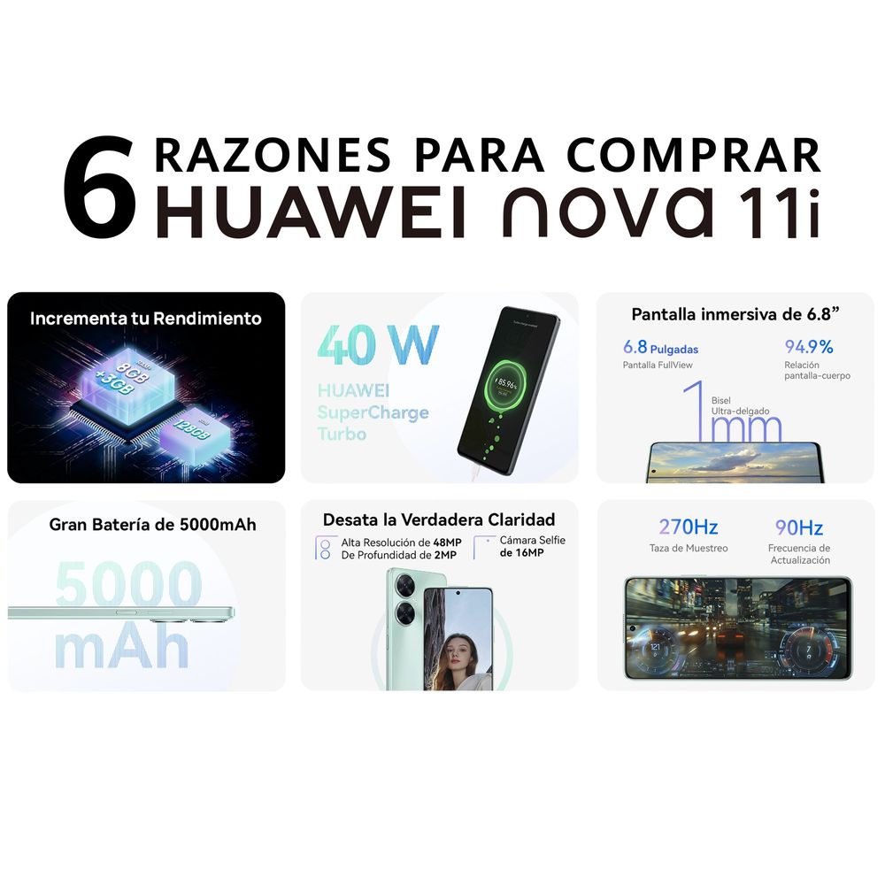 Celular Huawei Nova 11 8gb / 128gb Negro, Celulares Huawei, Celulares, Telefonía Fija y Celulares, Todas, Categoría