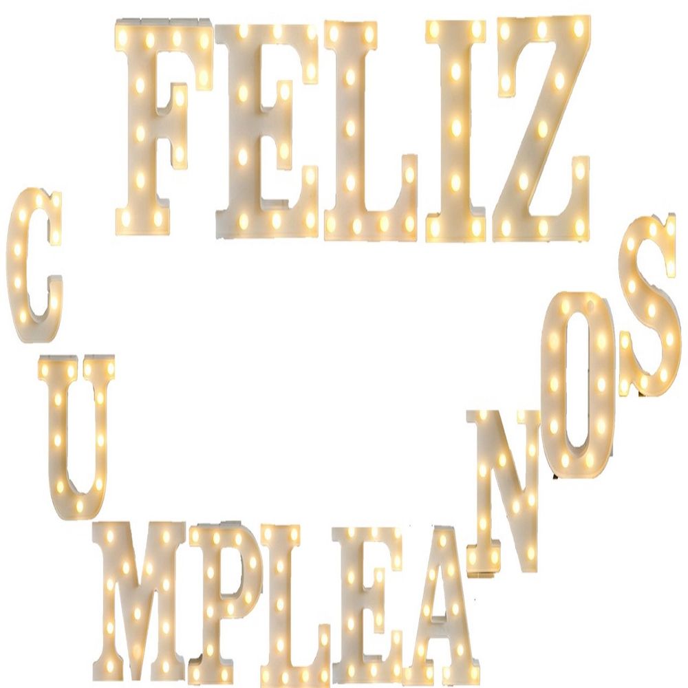 Letrero Letras Decorativas Led 3D Luces para Fiestas Feliz Cumpleaños