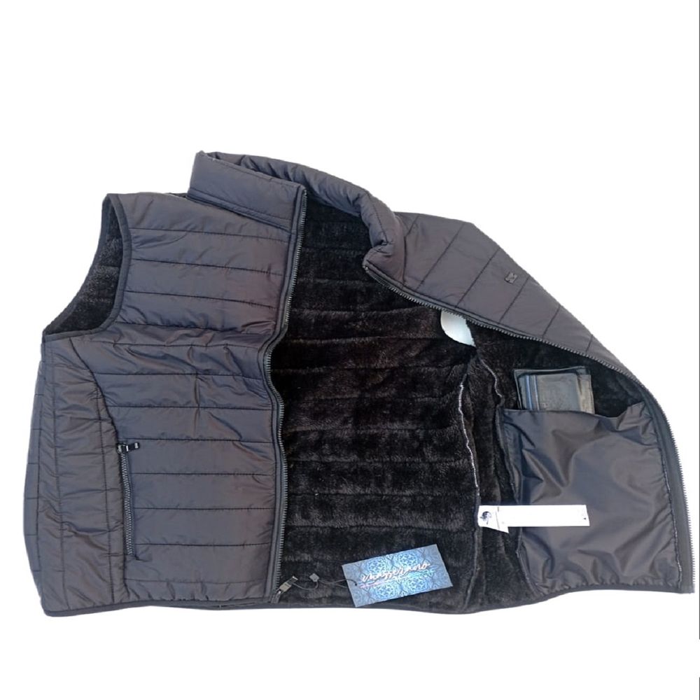 Chaleco Para Hombre Masserano Peluche Acolchado Color Negro Talla