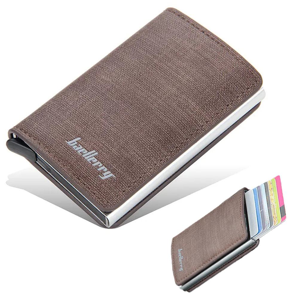 Billetera Hombre RFID de Cuero con Tarjetero Billetera Baellerry - Café