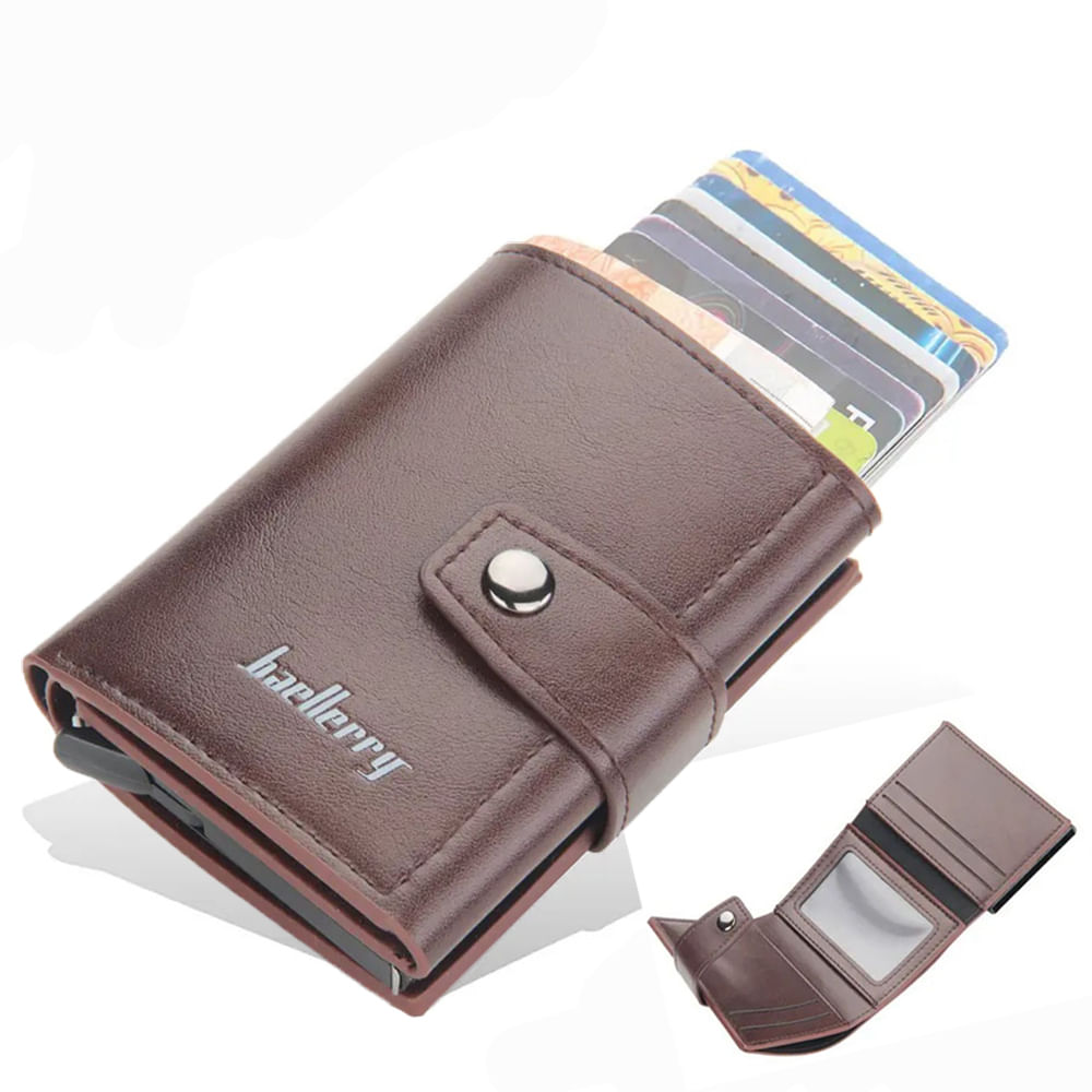 Billetera Antirrobo Hombre RFID de Cuero Tarjetero Baellerry - Marrón Oscuro