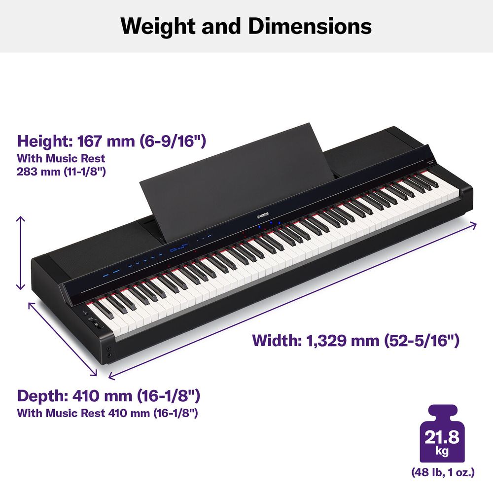 🧇 Yamaha P-125-BAB//Y - Piano Digital de 88 Teclas - Color Negro - Audio  Pro Perú