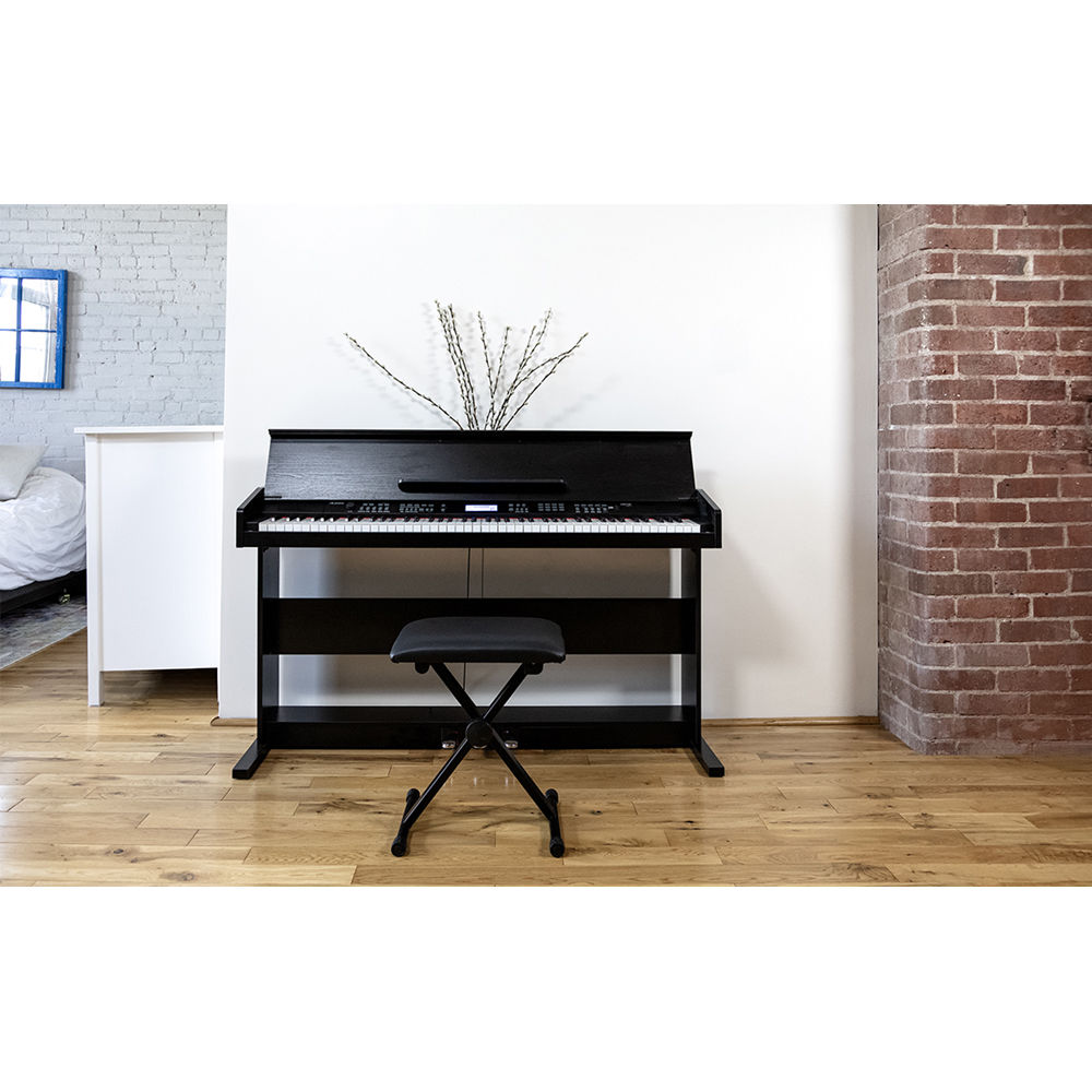 Piano Digital Alesis Virtue de 88 Teclas con Soporte y Banco de Madera  Negro I Oechsle - Oechsle