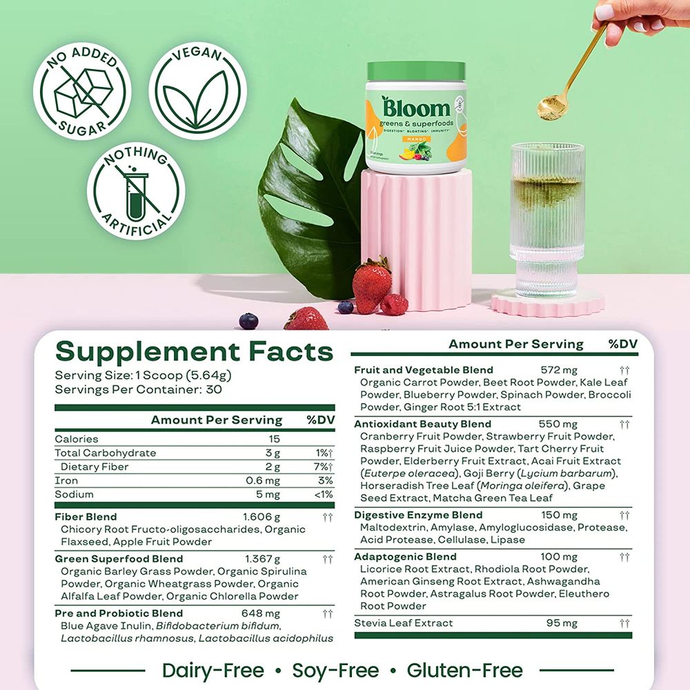 Suplemento Bloom Nutrition Greens & Superfoods Mango I Oechsle Oechsle