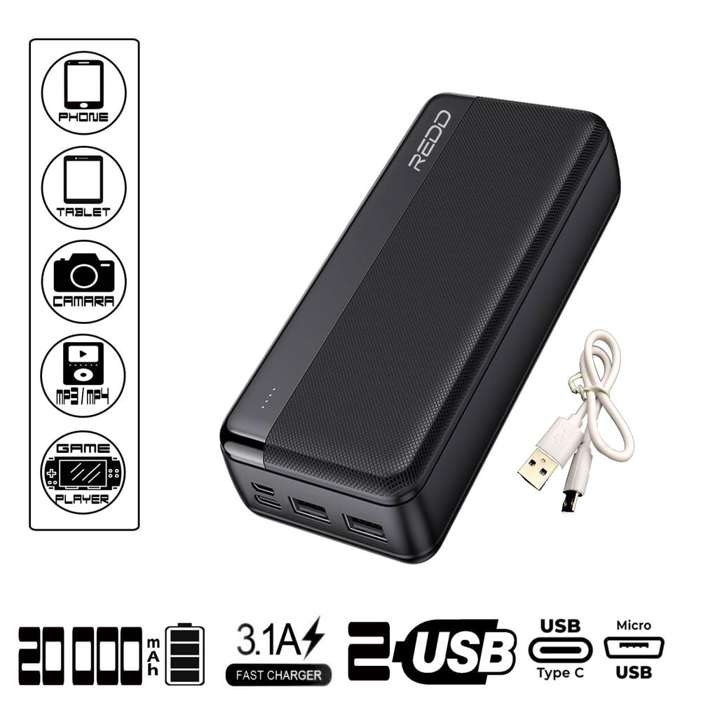 Cargador Portátil Redd 20000 mAh Negro 5V-31A RD-824PW
