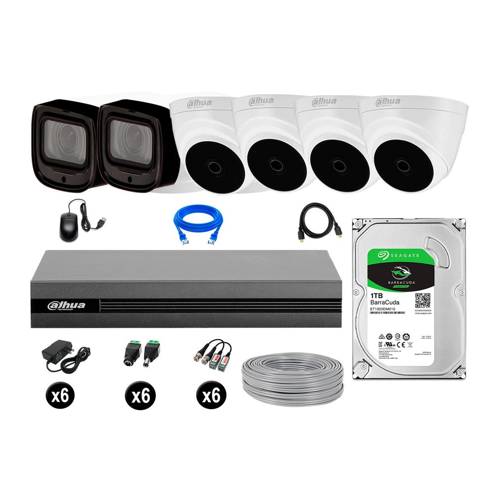 Cámaras Seguridad Dahua Kit 6 1080p Mayor Alcance Varifocal 1tb