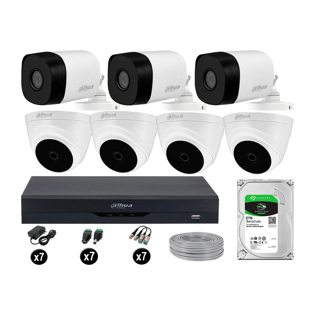 Cámaras Seguridad Dahua Kit 7 5mp Disco 2tb Completo Hdmi