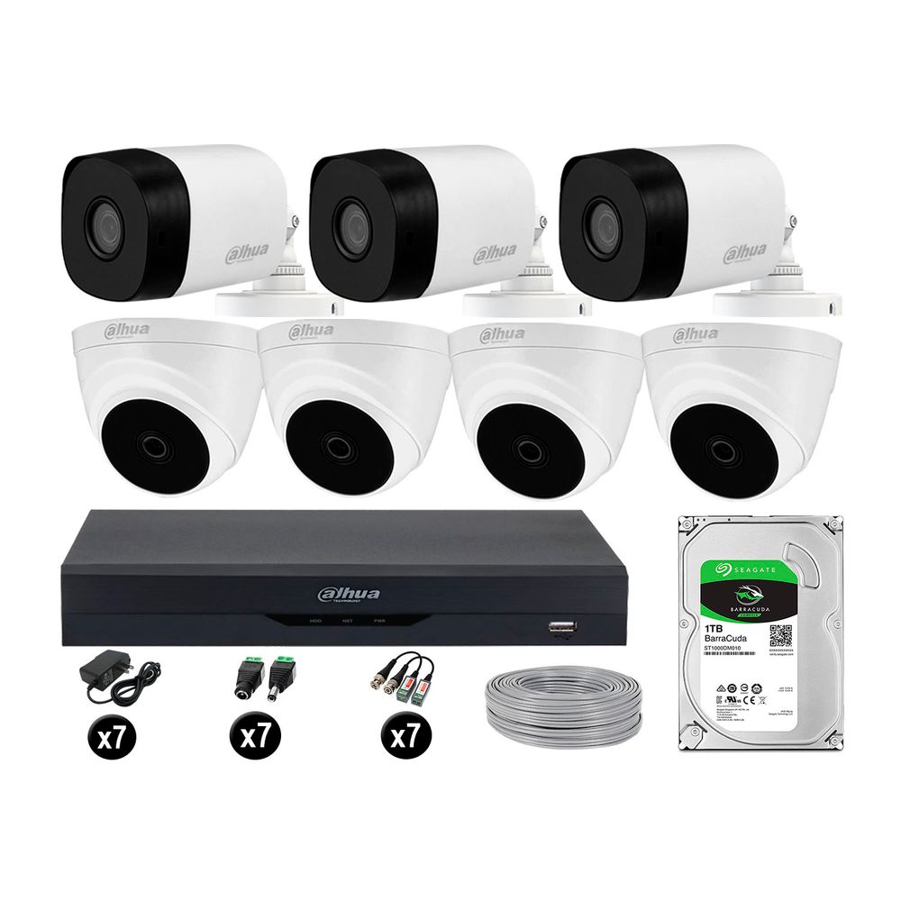 Cámaras Seguridad Dahua Kit 7 5mp Disco 1tb Completo Hdmi