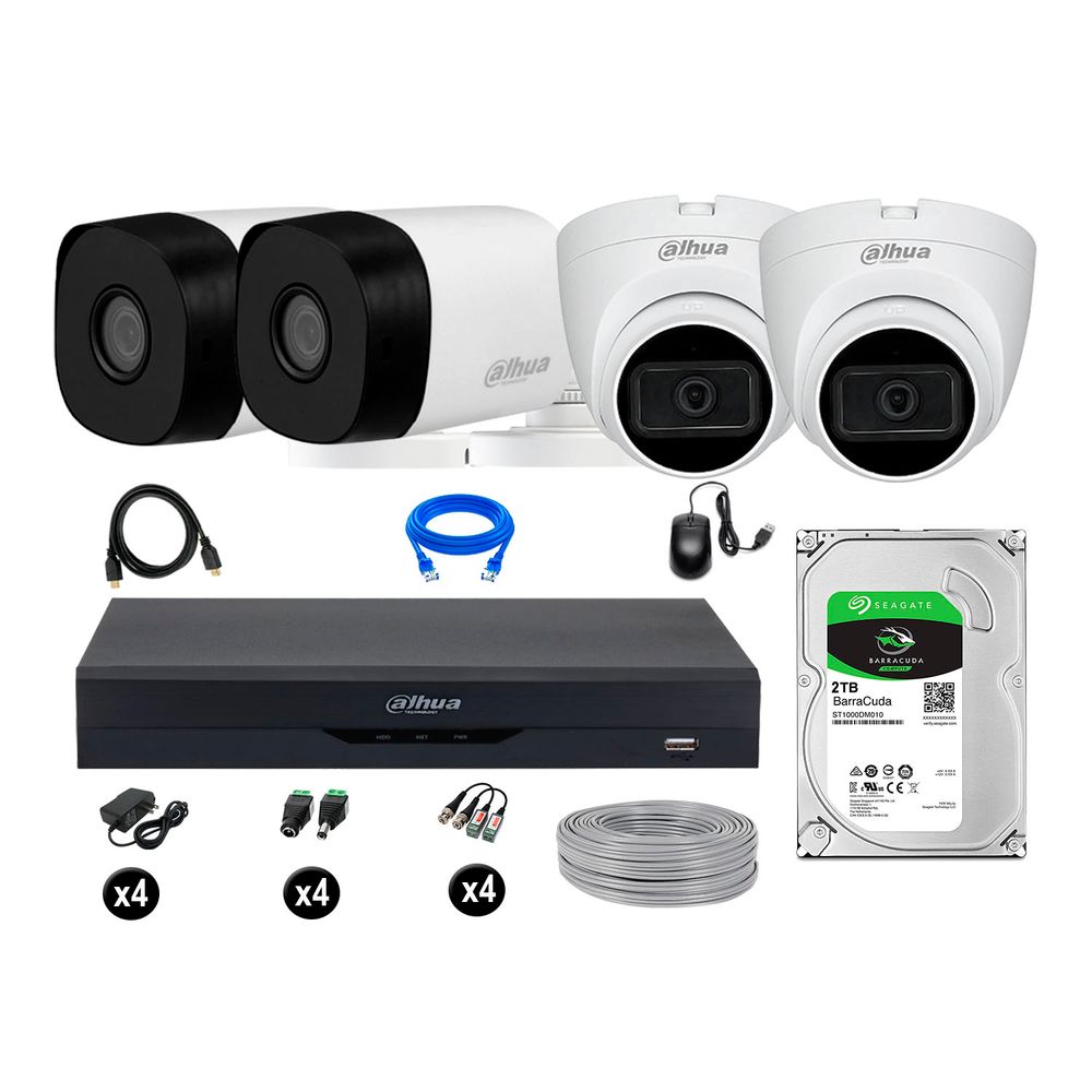 Cámaras Seguridad Dahua Kit 4 5mp Disco 2tb 02 Camaras con Audio P2p