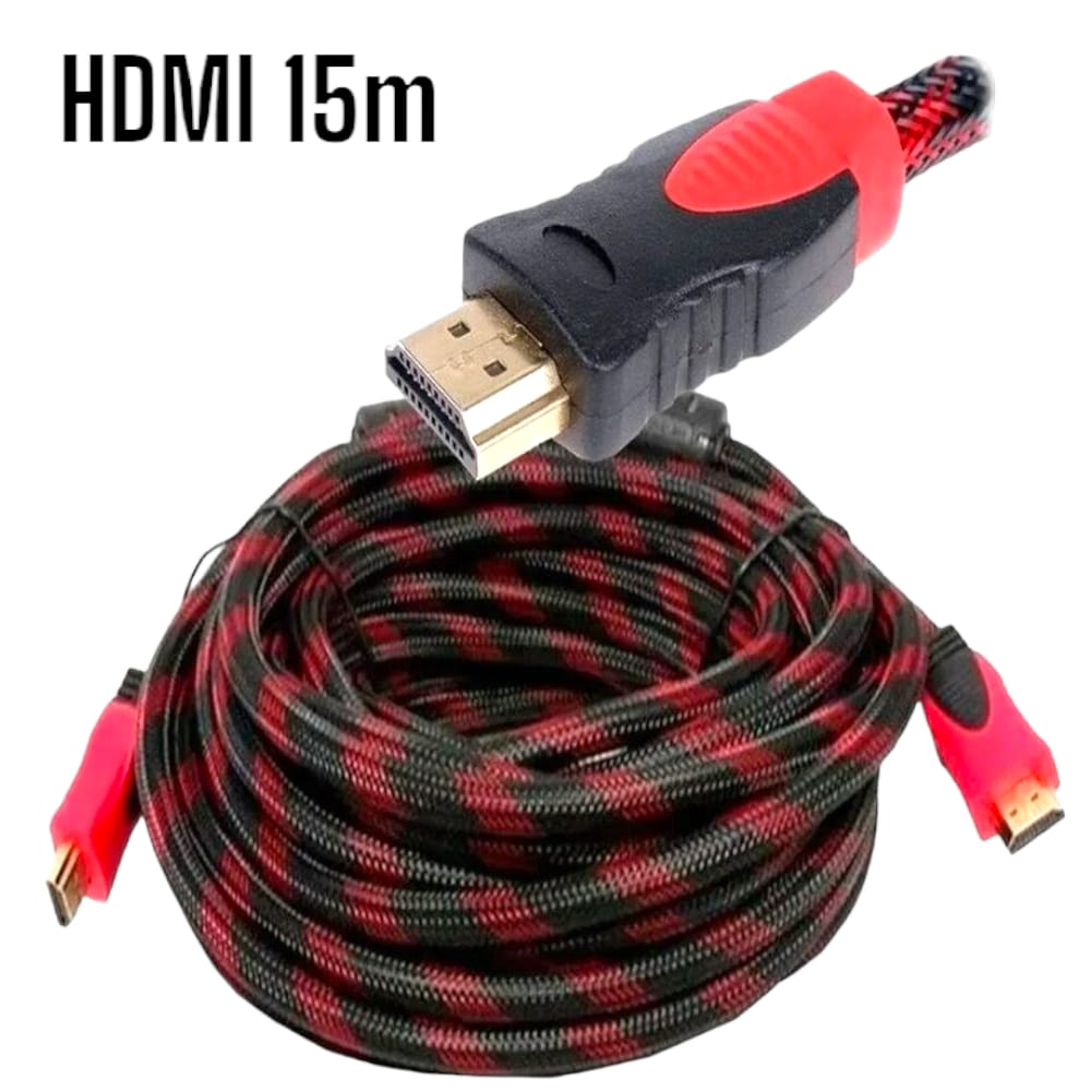 Cable HDMI con Filtro 1.5 Metros HD 3D V1.4 Enmallado Negro con Rojo