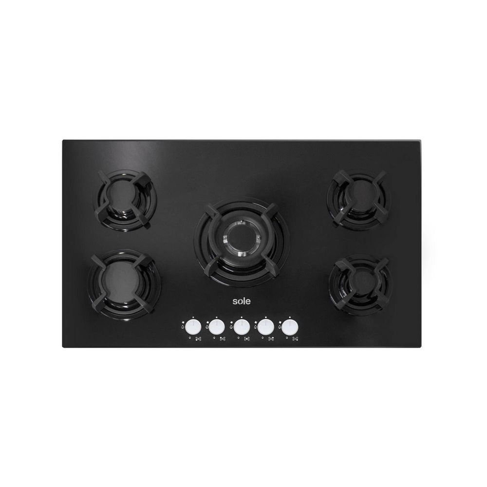 Cocina Empotrable A Gas Sole Solco033 Negro 86cm 5 Hornillas
