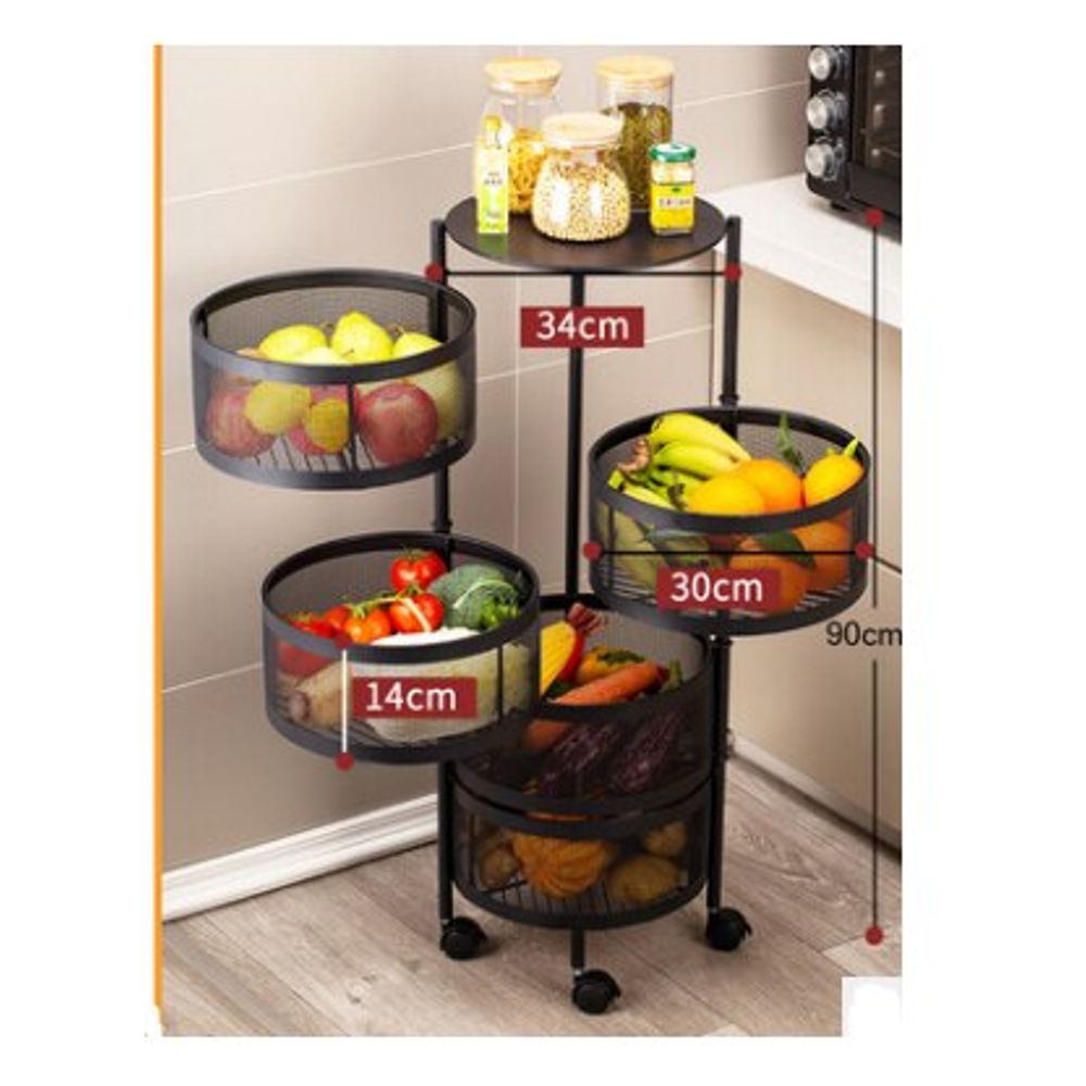 Organizador Circular de Cocina Multifuncion con Llantas Krearack Negro