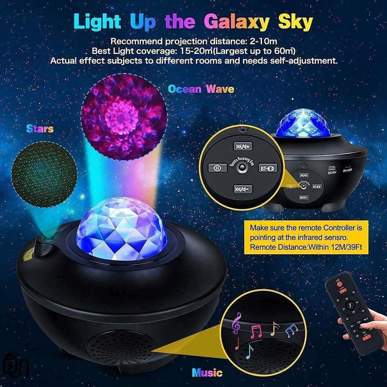 Proyector Estrellas Lámpara WIFI Proyector de Luz Estrellas Galaxia 10  colores Control I Oechsle - Oechsle