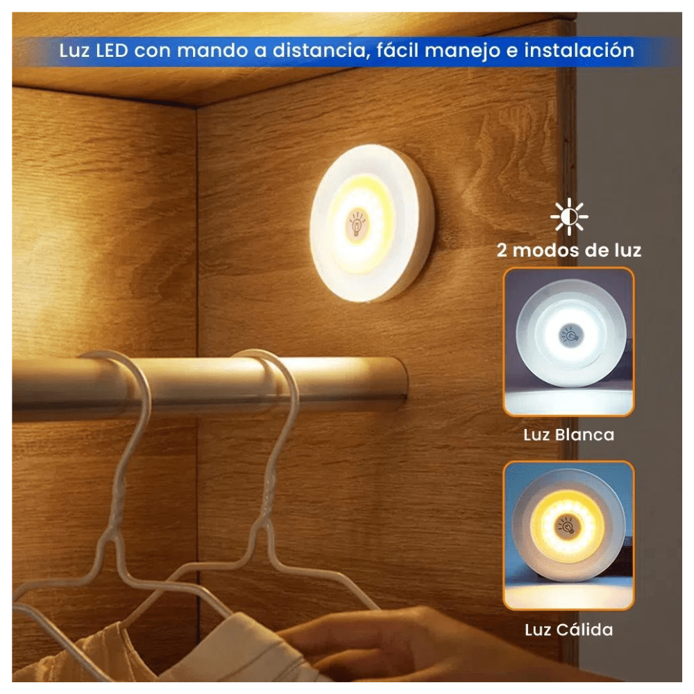 SET DE 3 LUCES LED DE USO INTERIOR LUZ INALAMBRICA CON CONTROL REMOTO HOGAR  Iluminación