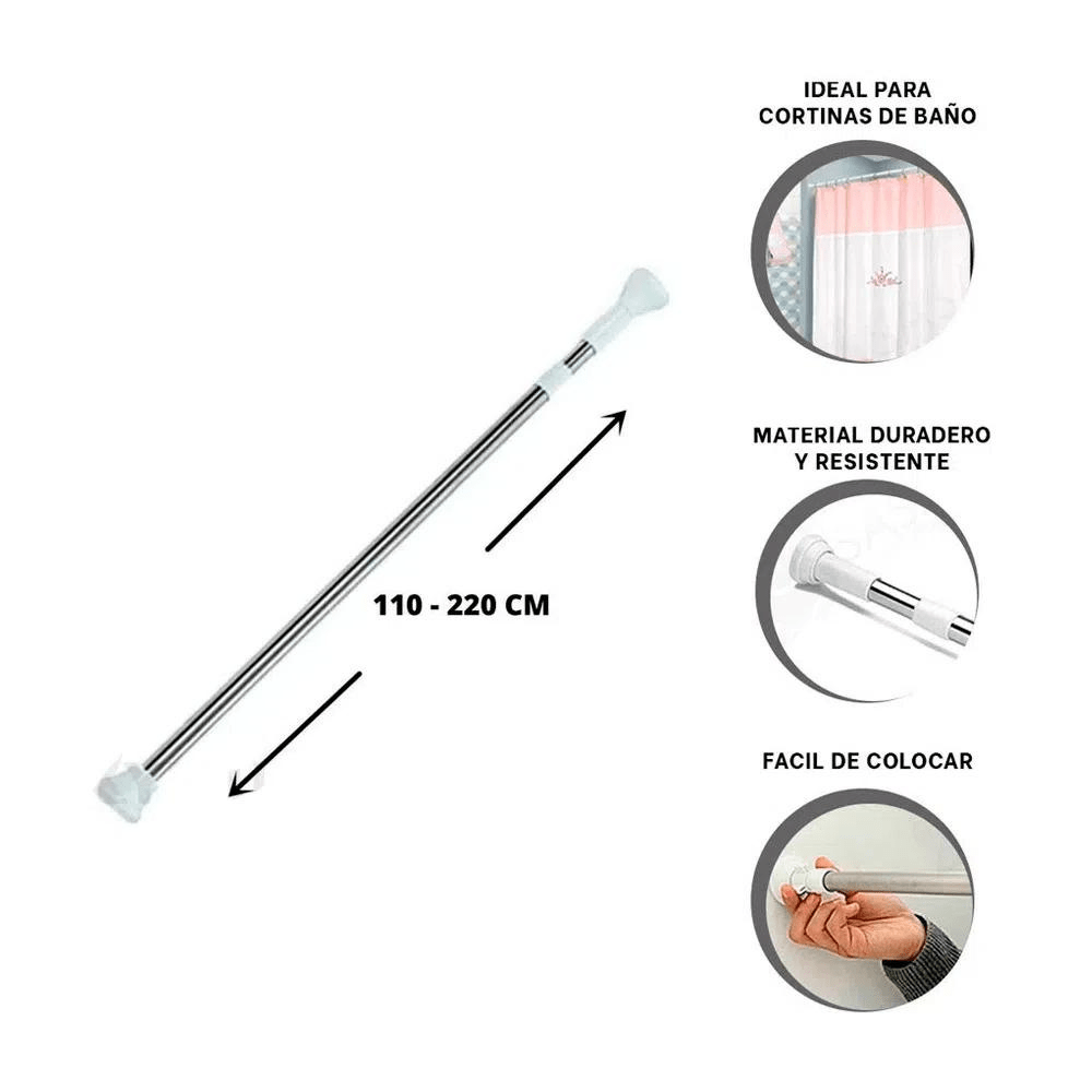 Varilla Extensible Multifunción para Cortina de Baño