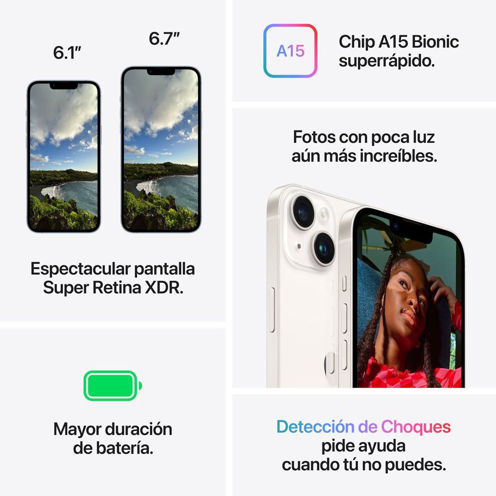 Apple iPhone 14 Plus, Azul, 128GB, 5G, 6.7  Pantalla Super Retina