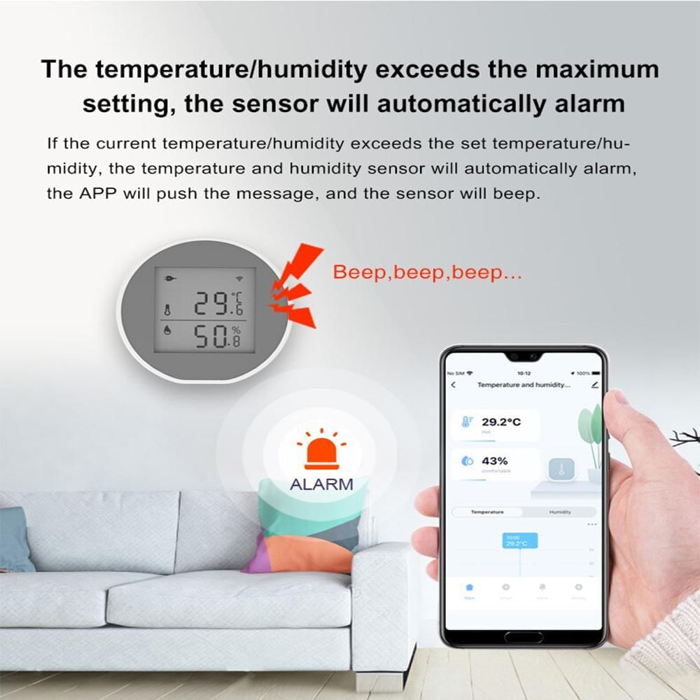 Sensor Wi-Fi* de temperatura y humedad con pantalla dig
