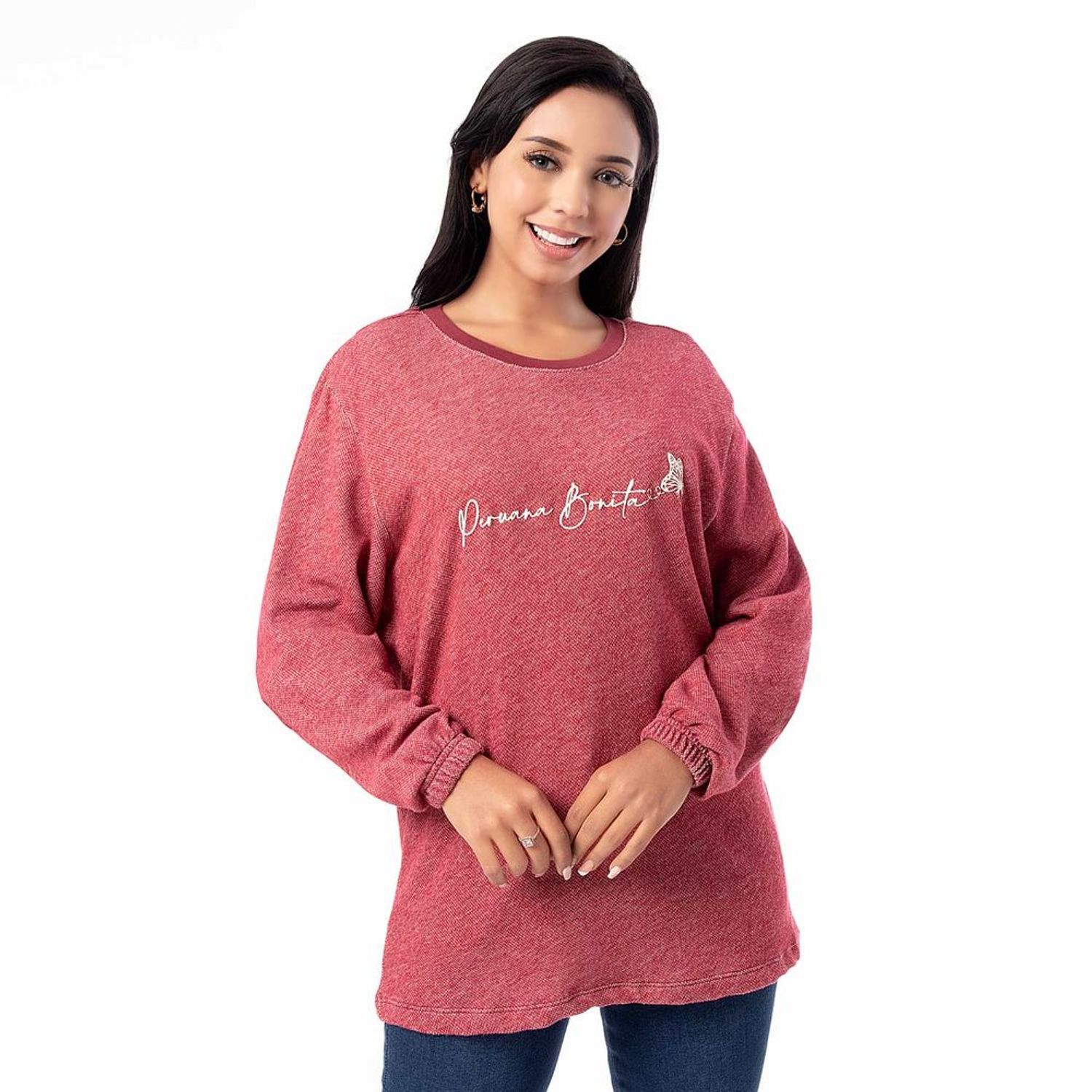 Polera Louise S French Terry Mujer Pionier Vino M I Oechsle