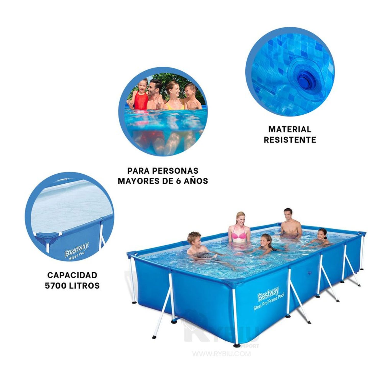 Armable Piscina Rectangular Celeste para la Familia I Oechsle - Oechsle