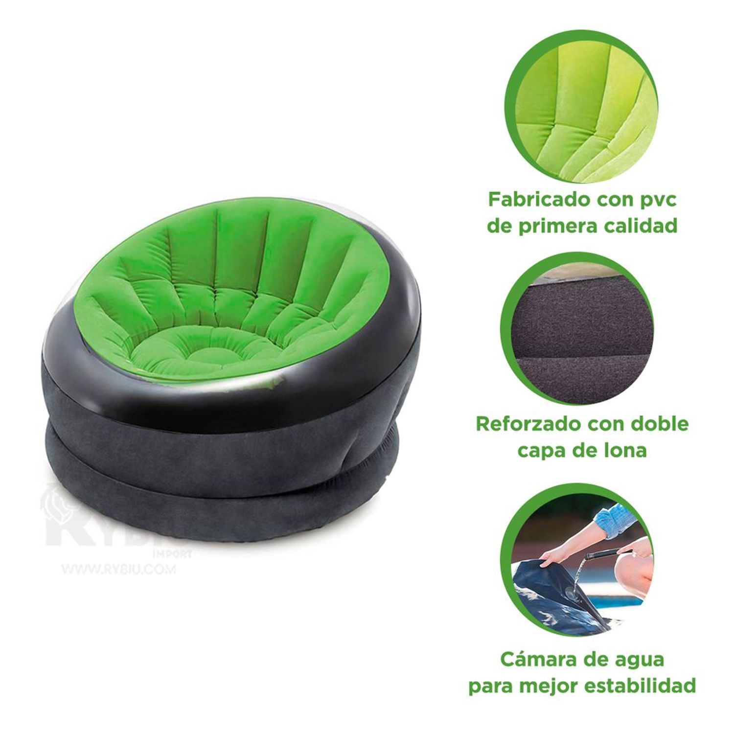 Hermoso Sofa Hinchable de Color Verde I Oechsle - Oechsle