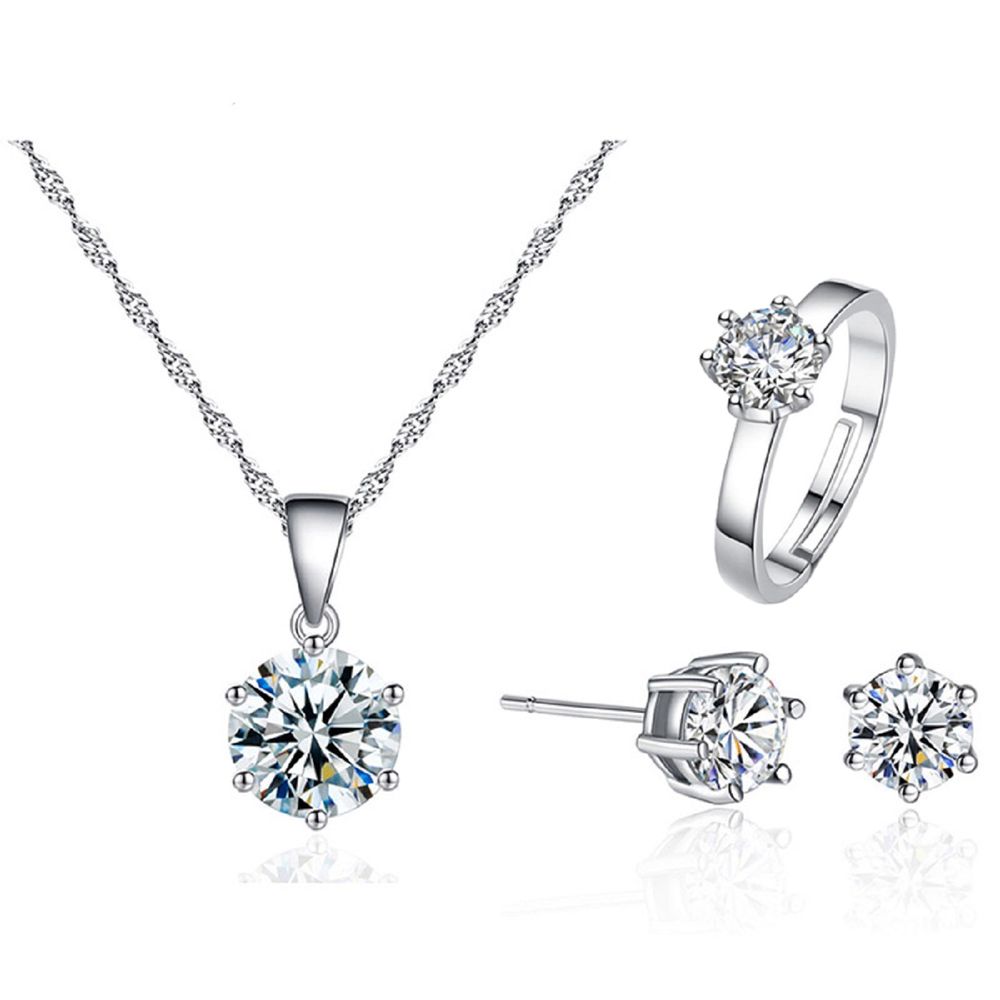 Pack de Joyas Collar Aretes y Anillo Genieka Shiny Crystal