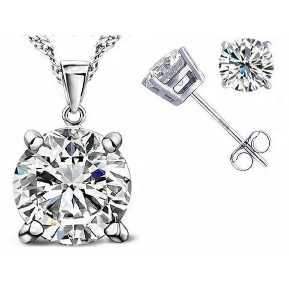 Pack de Joyas Aretes y Collar Genieka Shiny Cuadrado Crystal