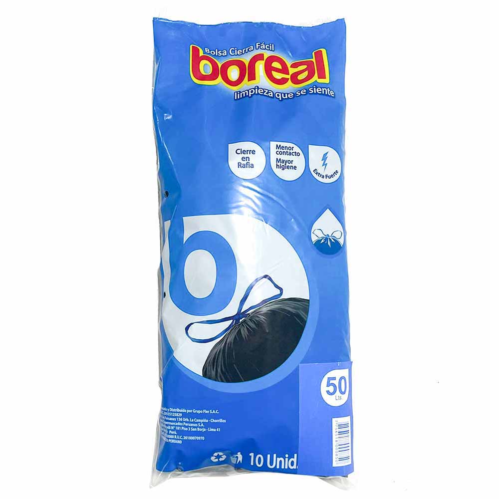 Bolsa de Basura BOREAL c/ Pita 50lt Paquete 10un