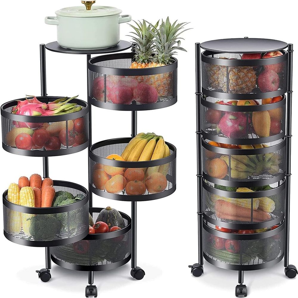  Estante organizador de frutas para cocina, estantería giratoria  para verduras, estante de esquina multicapa, cesta de verduras, estante de  almacenamiento de varios 524 (color B1 no gira) : Hogar y Cocina