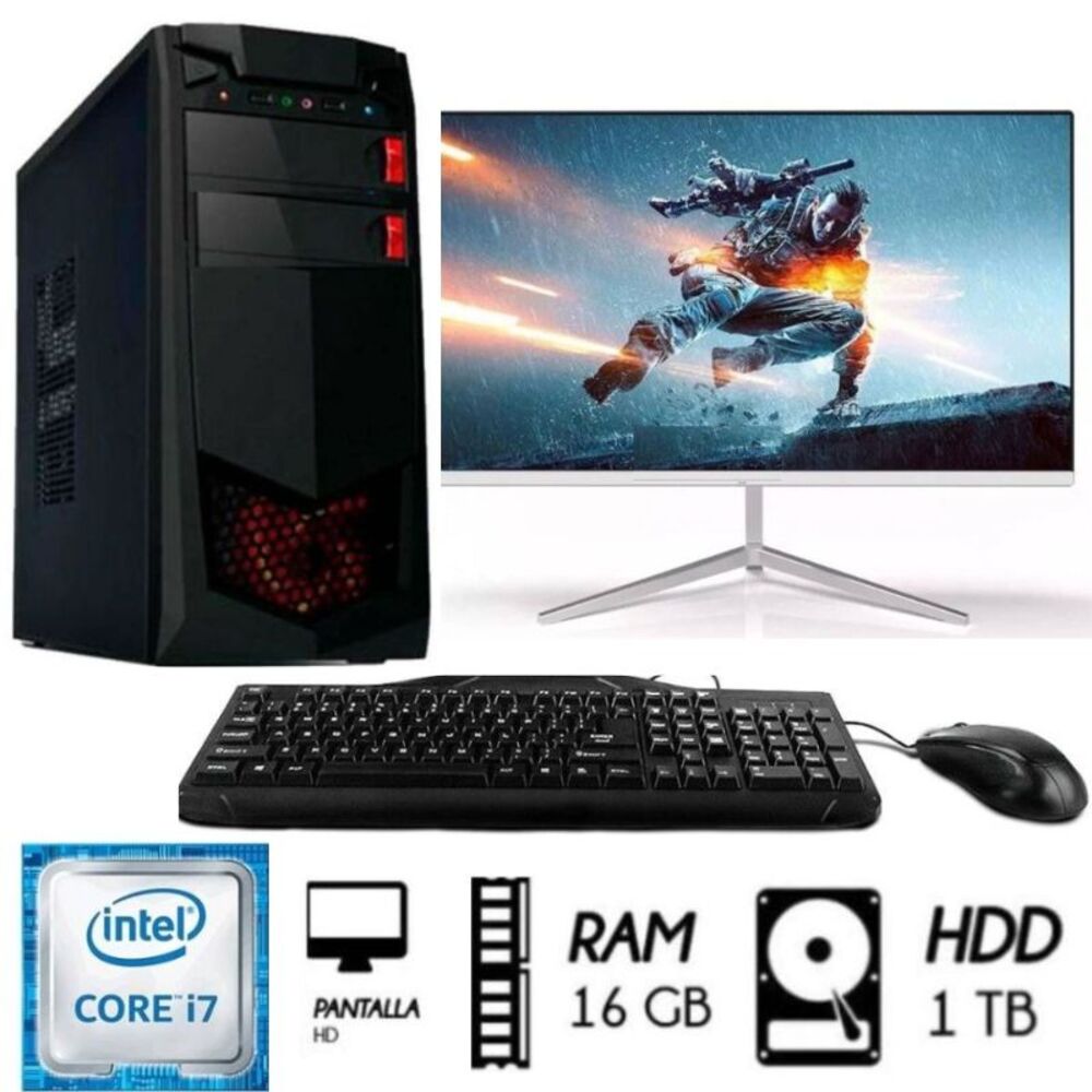 Computadora PC Intel Core i7 3.4 Ghz Monitor 24´´ FHD Ram 16GB Disco Duro 1TB