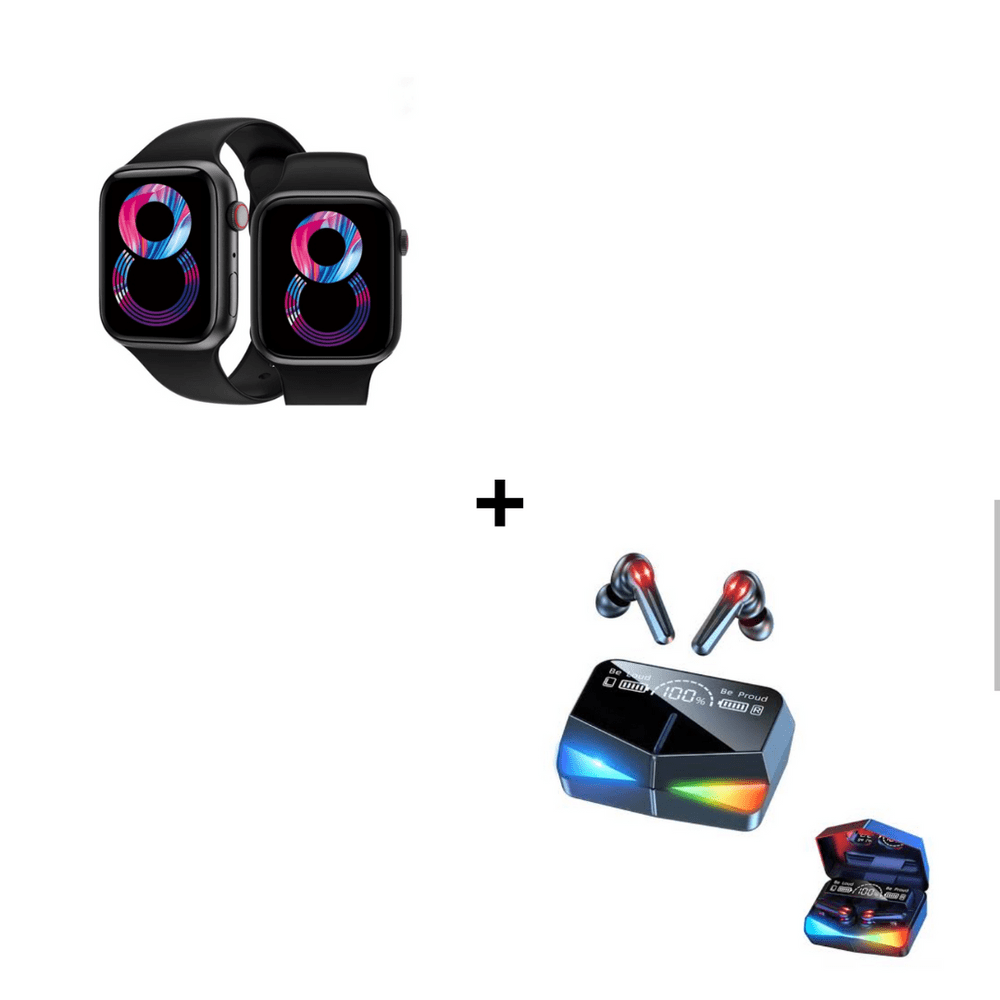 Combo Smartwatch T900 Pro Max L Negro + Audifonos Profesionales Inalámbricos M28