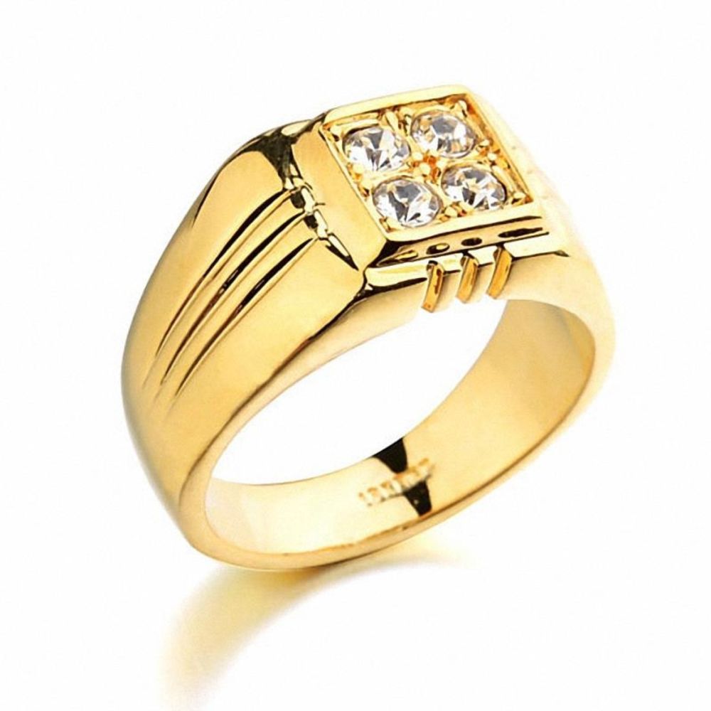 Anillo de Compromiso Hombre Aro Alianza Bañado en Oro 18K Genieka Elegant Man Gold Talla 12