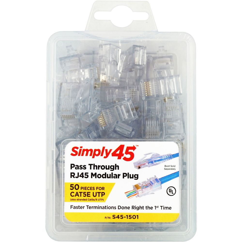 Conector Modular Rj45 sin Blindaje Simply45 Cat 5E Utp Pass Through ...