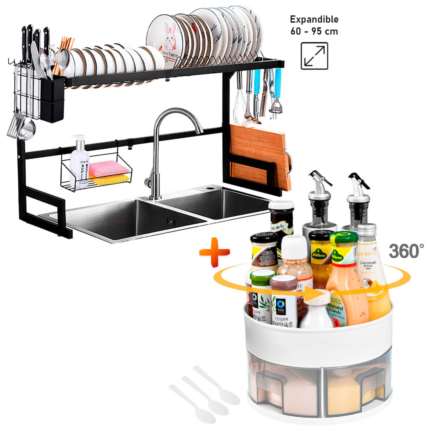 Escurridor de platos para organización y almacenamiento de