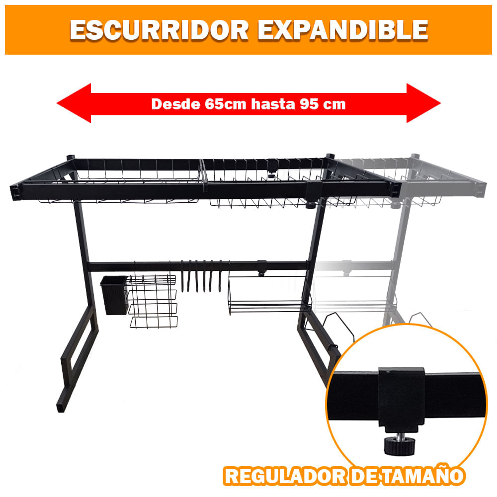 Escurridor Platos Expandible 60-95cm EP2 Y Táper 4 Divisiones N03 VD